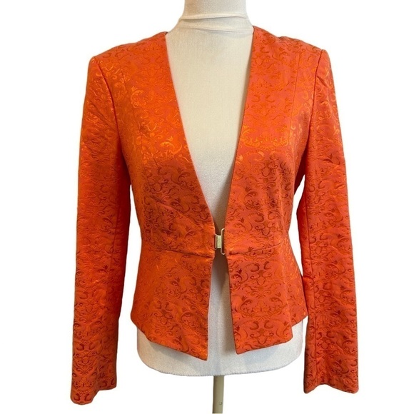 Venus Evening Tangerine Brocade Blazer Jacket 10 - Picture 4 of 13